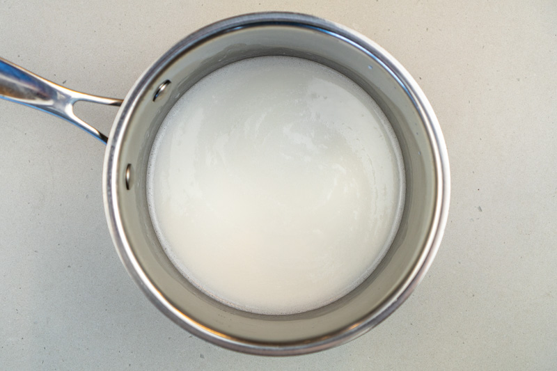 Heated coconut milk