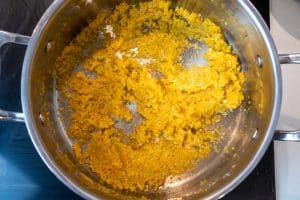 Cooking the carrot, celery & shallot