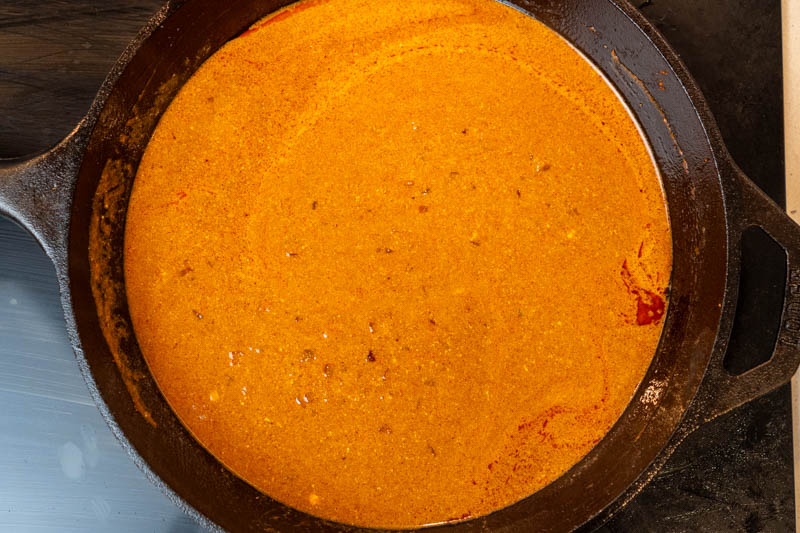 Stirring in the sour cream mixture