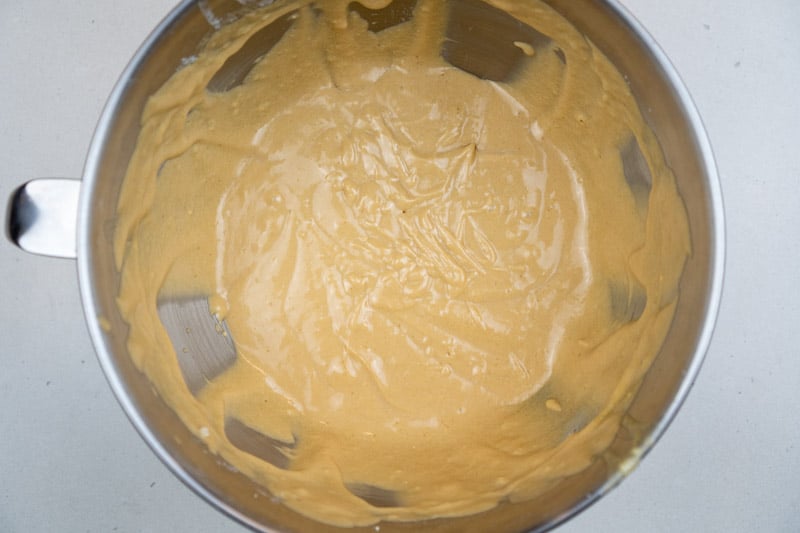 Mixing in the flour & yoghurt