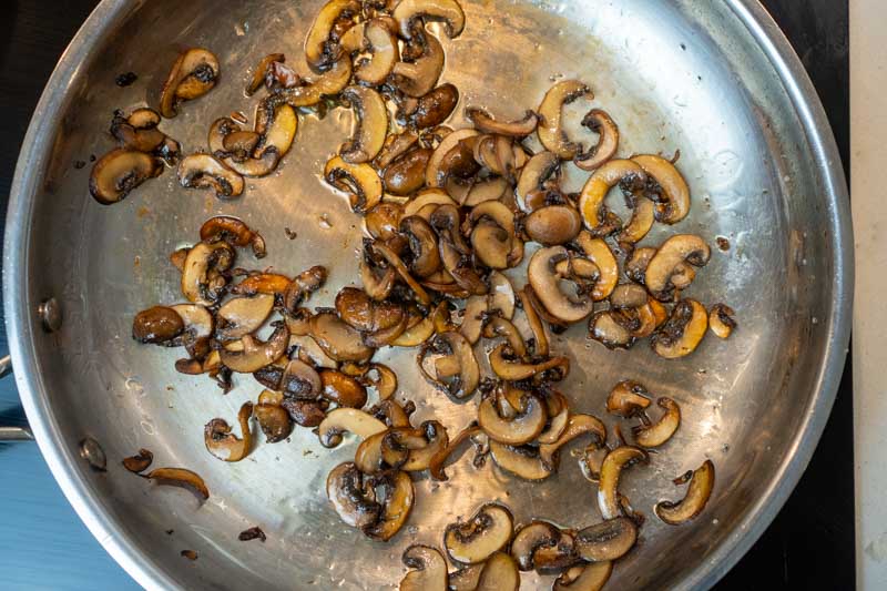 Browning the mushrooms
