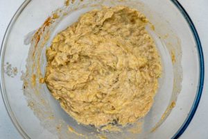 Mashing the eggplant