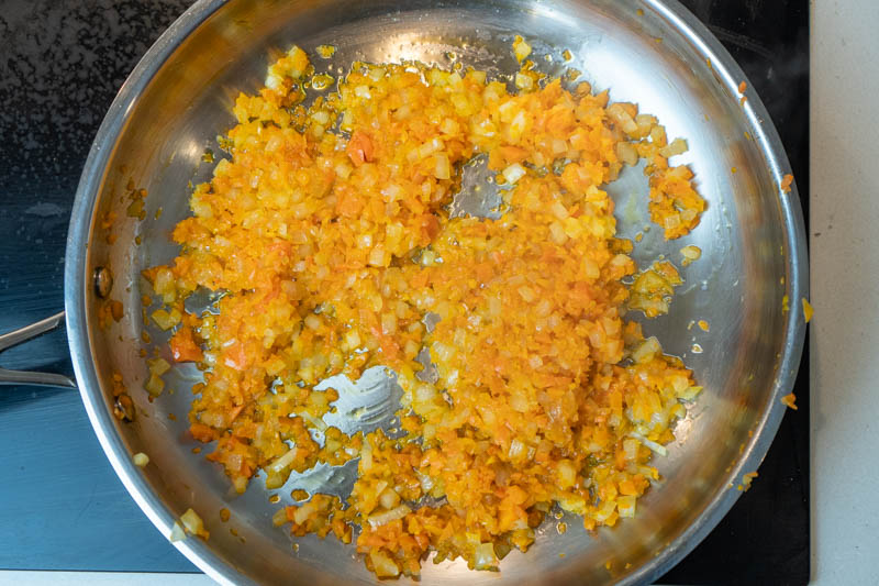 Cooking the onion & carrot