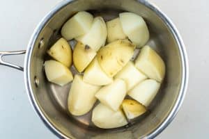 Prepping the potatoes