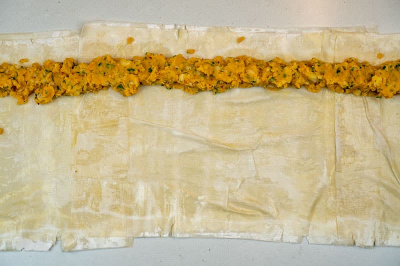 Adding the filling to the pastry