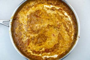 Stirring in the cashew cream