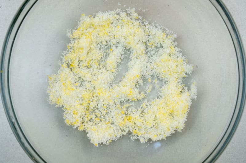 Massaging the sugar & lemon zest