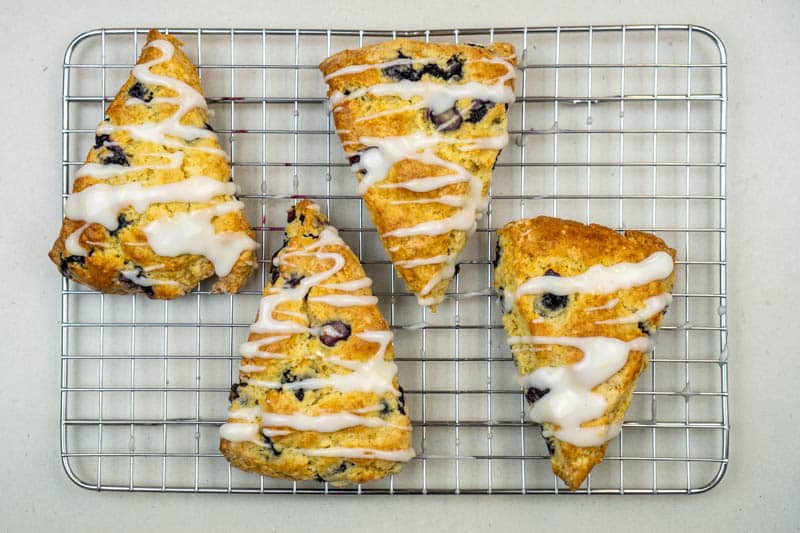 Adding the glaze to the scones