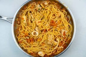 Mixing in the seafood