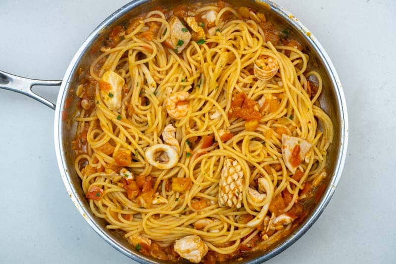 Mixing in the seafood