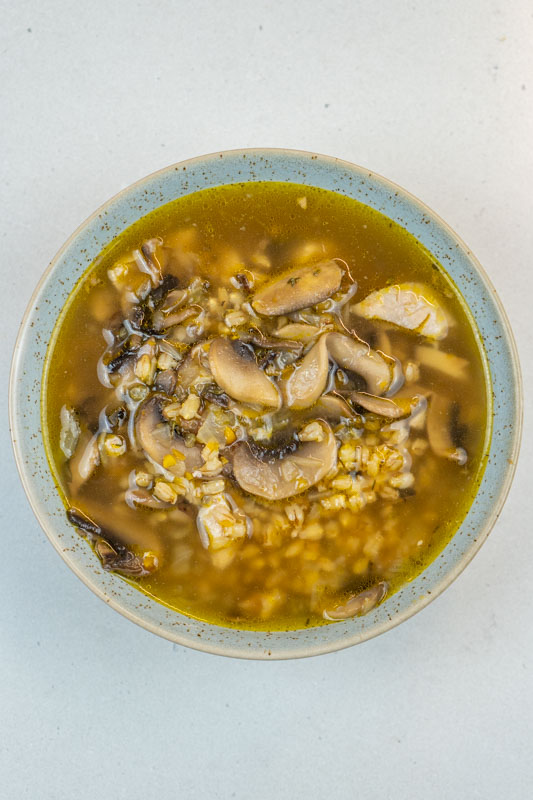 Mushroom Barley Soup with Chicken