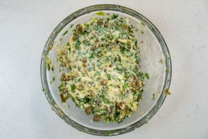 Mixing the herb butter