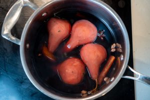 Poaching the pears