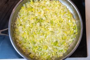 Cooking the leeks