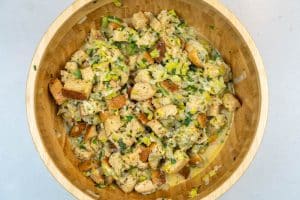 Mixing the stuffing before baking