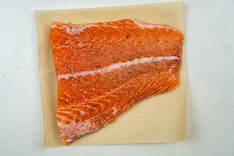 Prepping the salmon