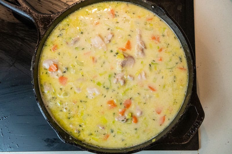 Adding the chicken
