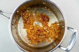 Cooking the garlic & tomato paste
