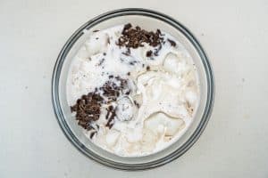 Pouring over the coconut milk