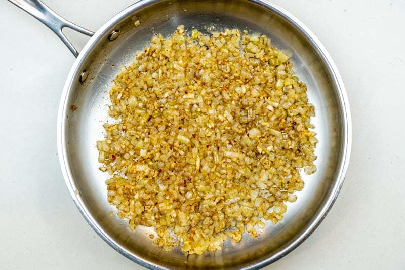 Cooking the onions & spices