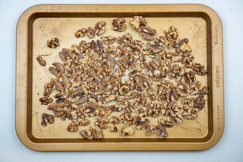 Toasting the walnuts