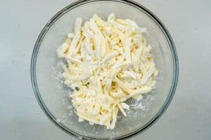 Mixing the cheese & cornstarch