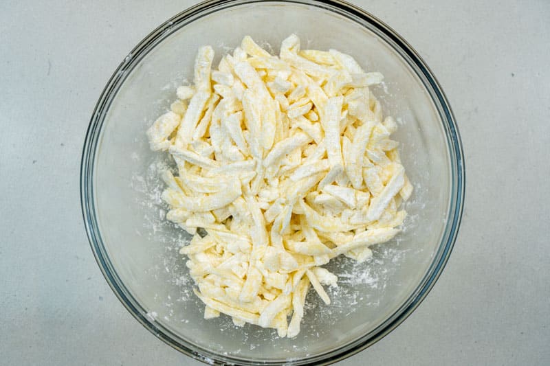 Mixing the cheese & cornstarch